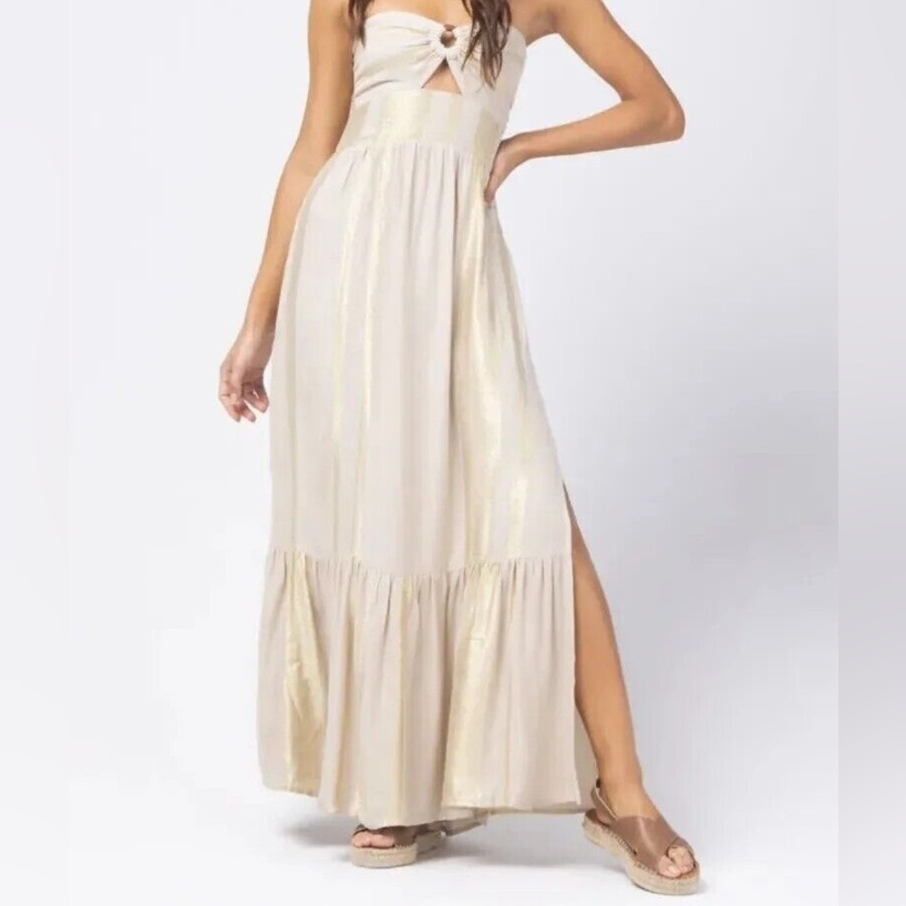 L*Space Melody Dress Cream Gold Women Sz S NEW Summer Sun Dress Swim Cover Up